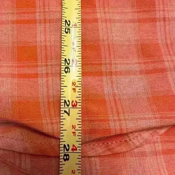 Orvis MEN Short Sleeve Woven Shirt - Orange Plaid - Size Large - Picture 10 of 10